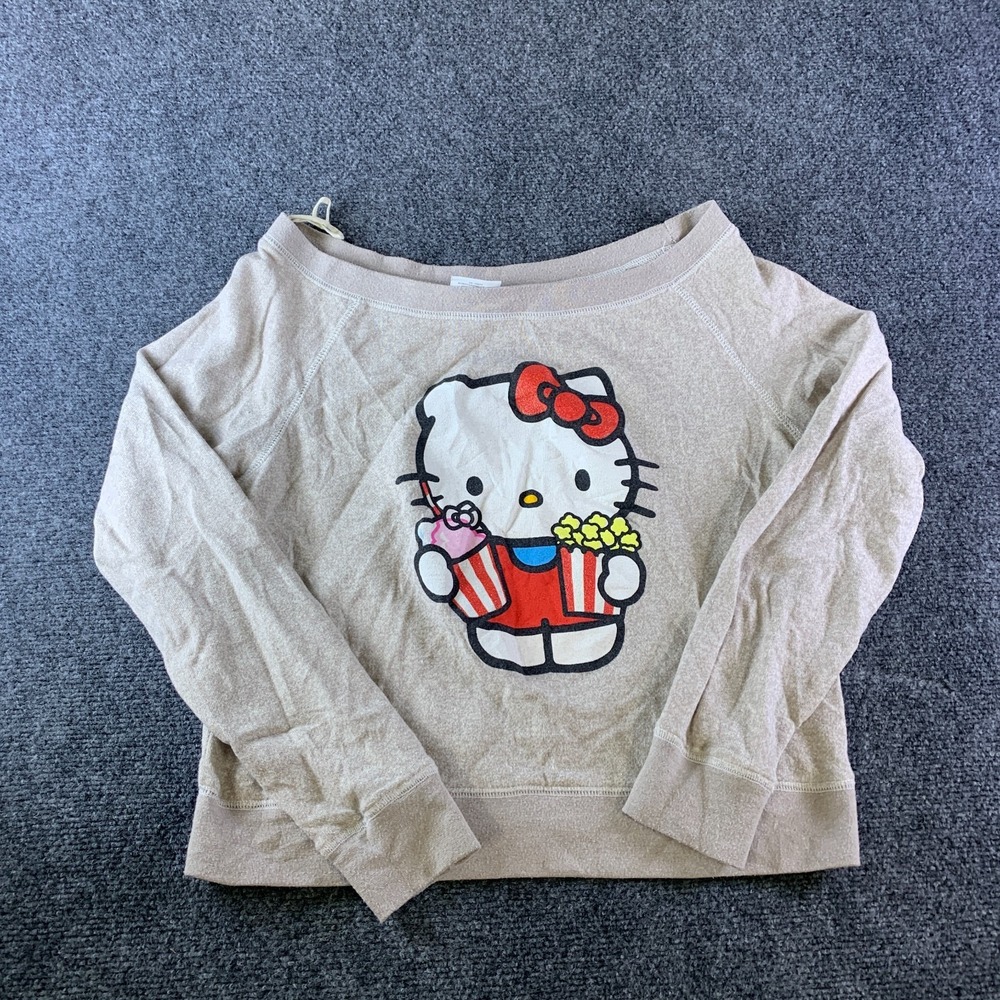 Universal Studios Hello Kitty Sweatshirt Women Medium Gray Graphic Raglan Sleeve
